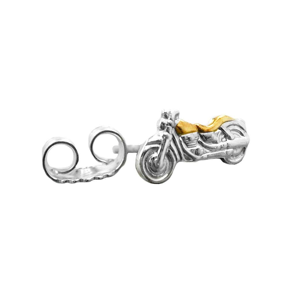 Ohrstecker Ohrring verschiedene Größen Motorrad bicolor 1 Stück Silber 925