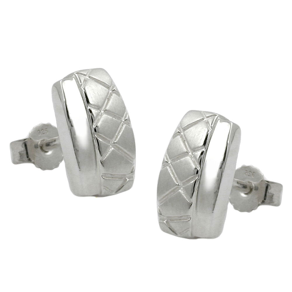 Ohrstecker Ohrring verschiedene Größen Viereck Waffelmuster matt-glänzend Silber 925