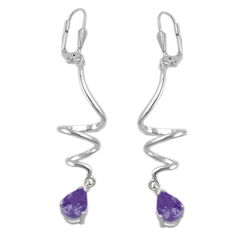 Ohrbrisur Ohrhänger Ohrringe verschiedene Größen Spirale mit echtem Amethyst Silber 925