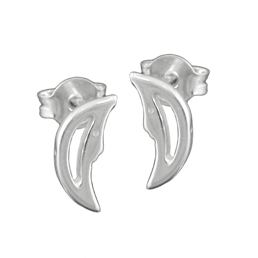 Ohrstecker Ohrring verschiedene Größen Halbmond mit Gesicht glänzend Silber 925