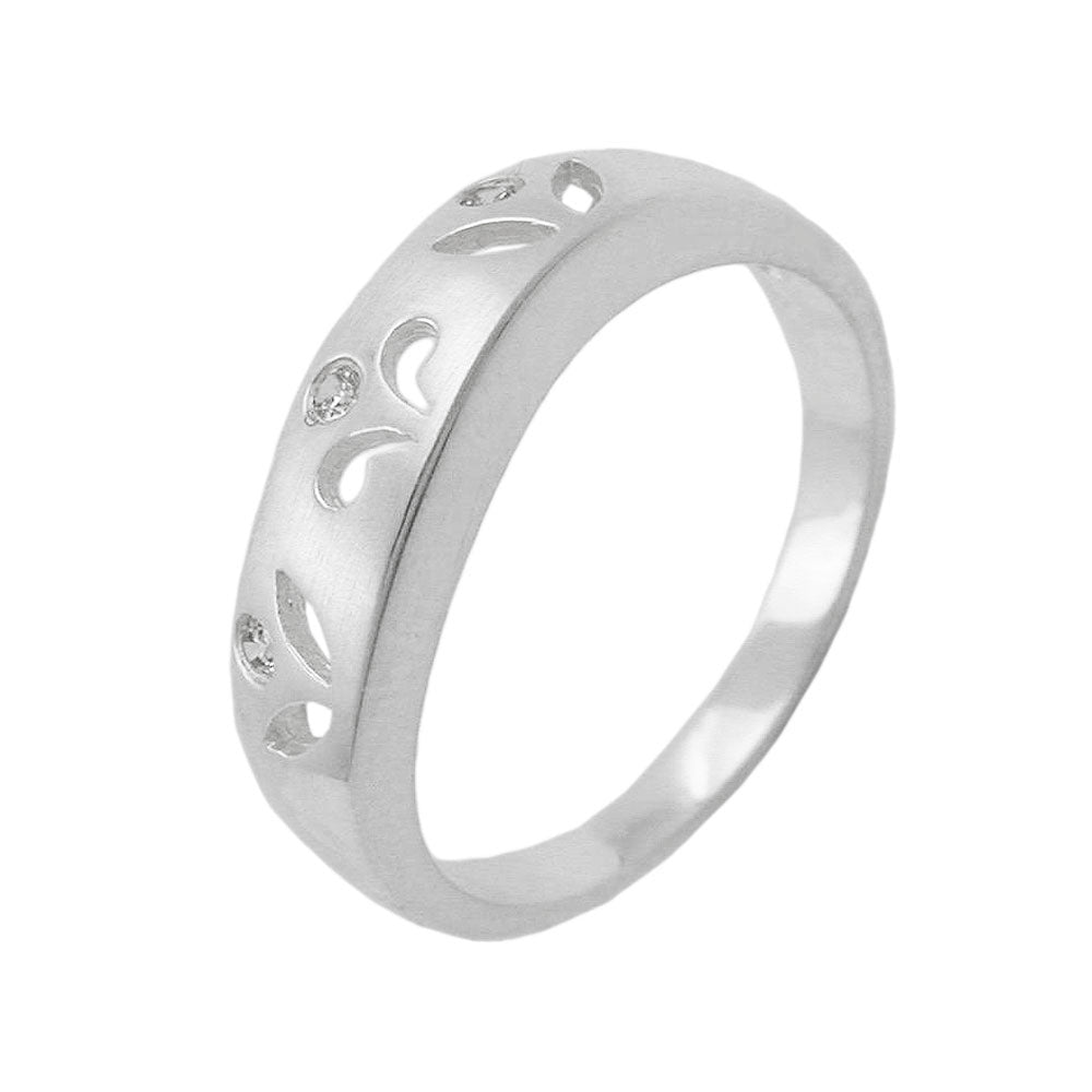 Ring 7mm durchbrochen matt 3x Zirkonias Silber 925 verschiedene Ringgrößen