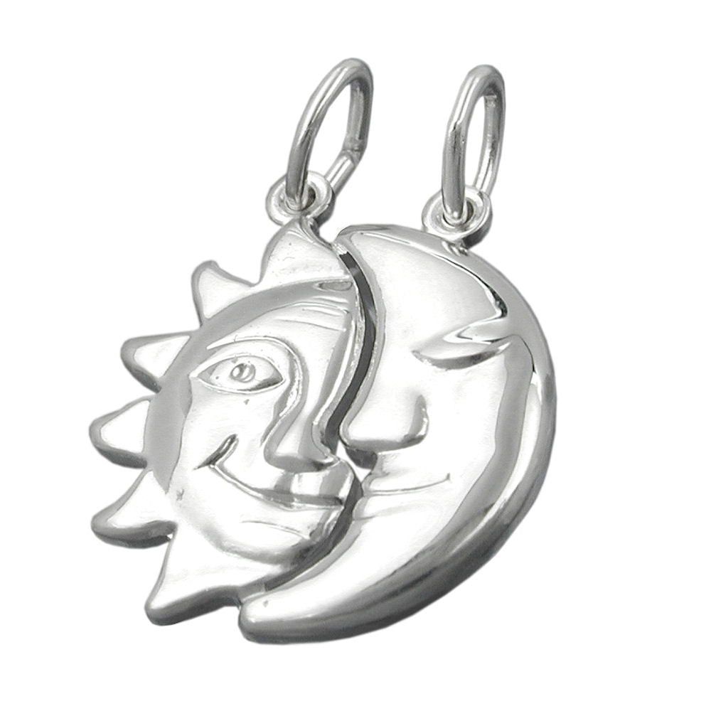 Anhänger 19mm Doppelanhänger Sonne-Mond glänzend Silber 925