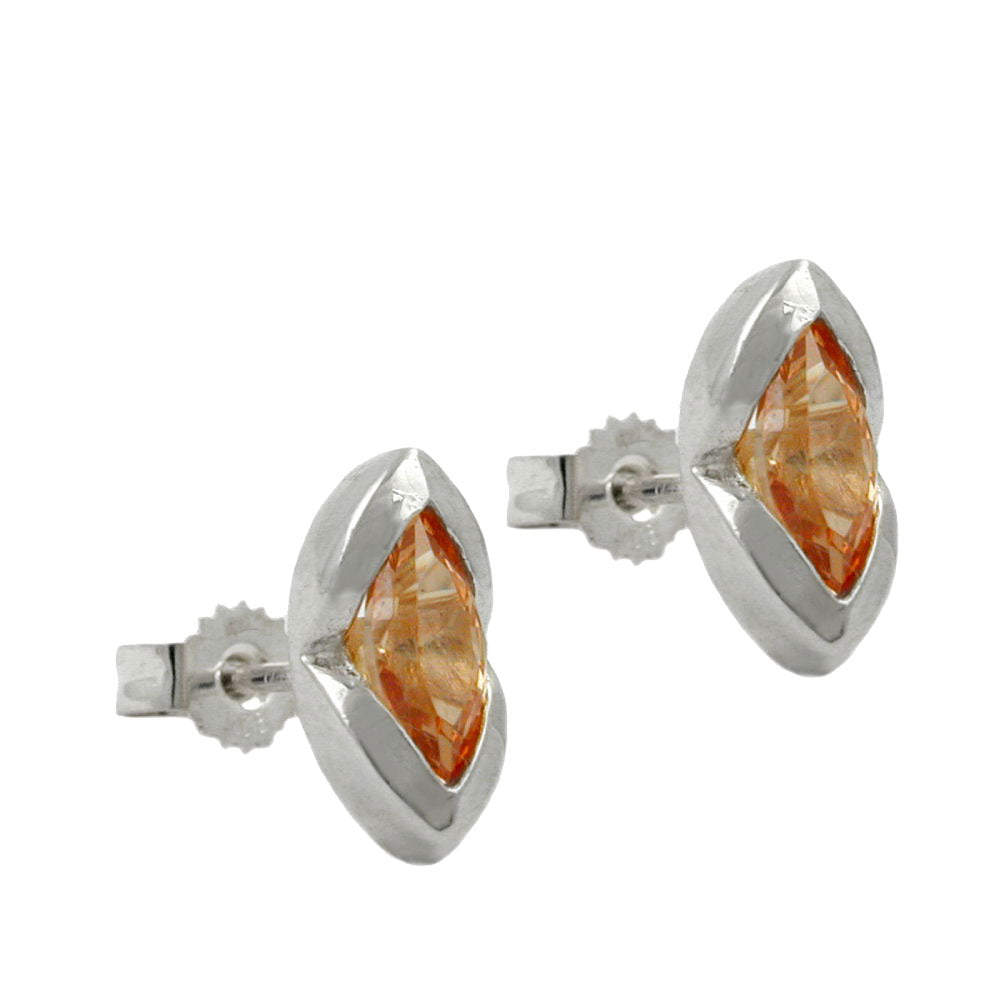 Ohrstecker Ohrring verschiedene Größen Zirkonia topas gefärbt spitzoval Silber 925