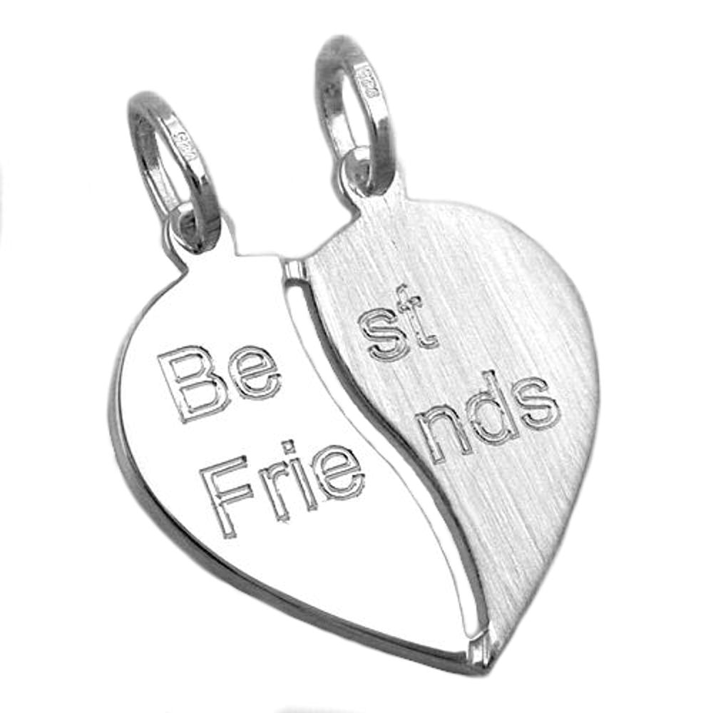 Anhänger18x17mm Doppelanhänger Herz mit Gravur - Best Friends - Silber 925