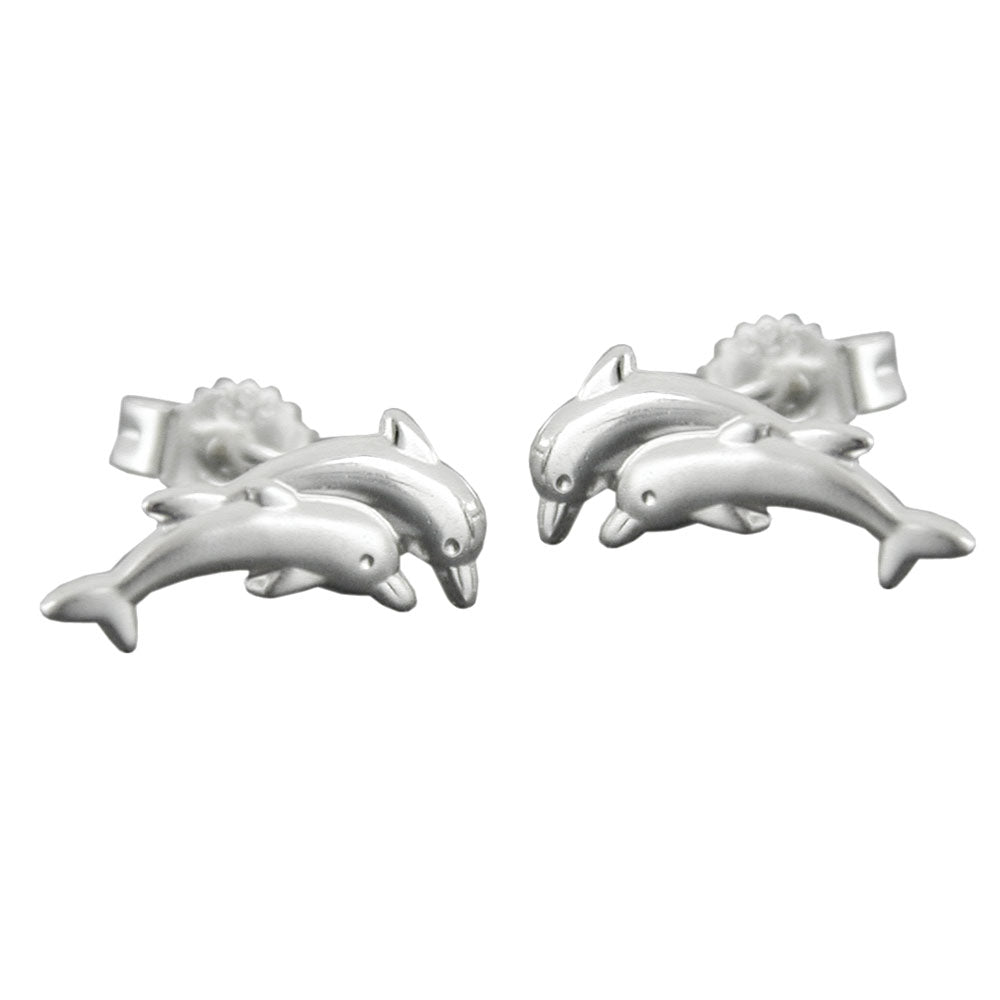 Ohrstecker Ohrring verschiedene Größen Delfin-Pärchen matt-glänzend Silber 925