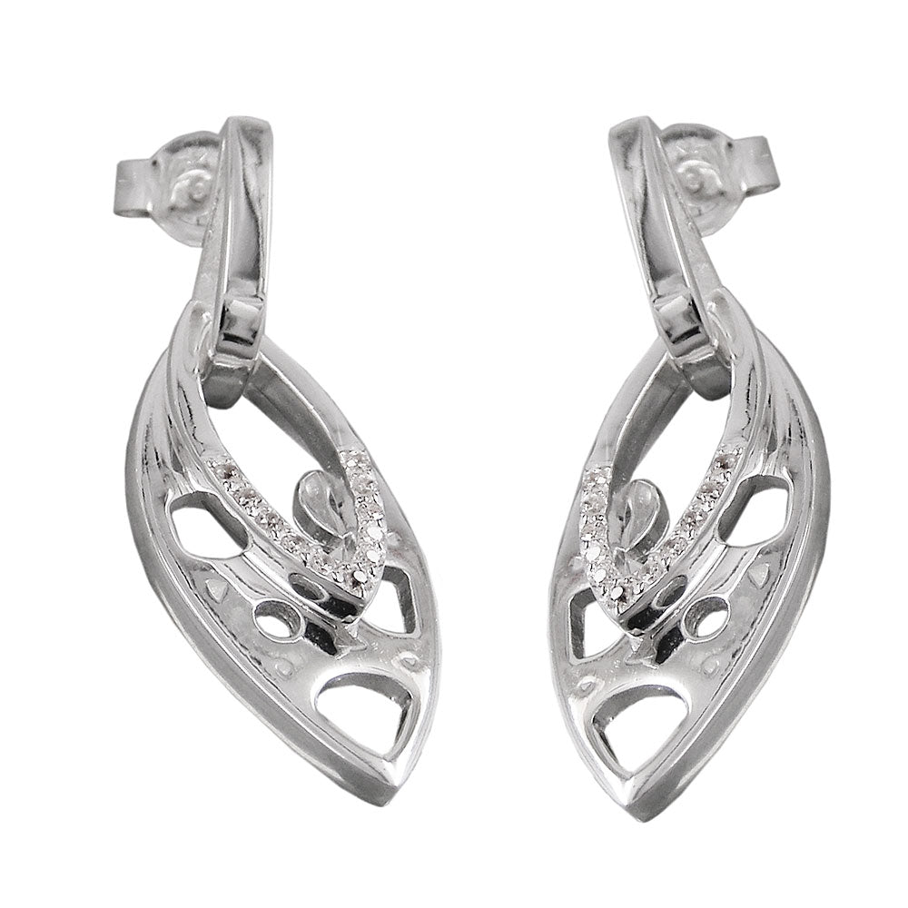 Ohrstecker Ohrring verschiedene Größen zweifach Hänger glänzend mit Zirkonias Silber 925