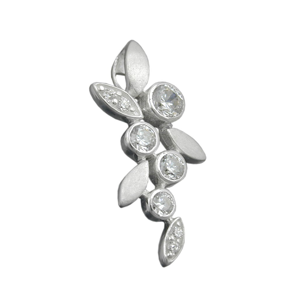Anhänger verschiedene Größen Blütenzweig mit Zirkonias matt-glänzend Silber 925