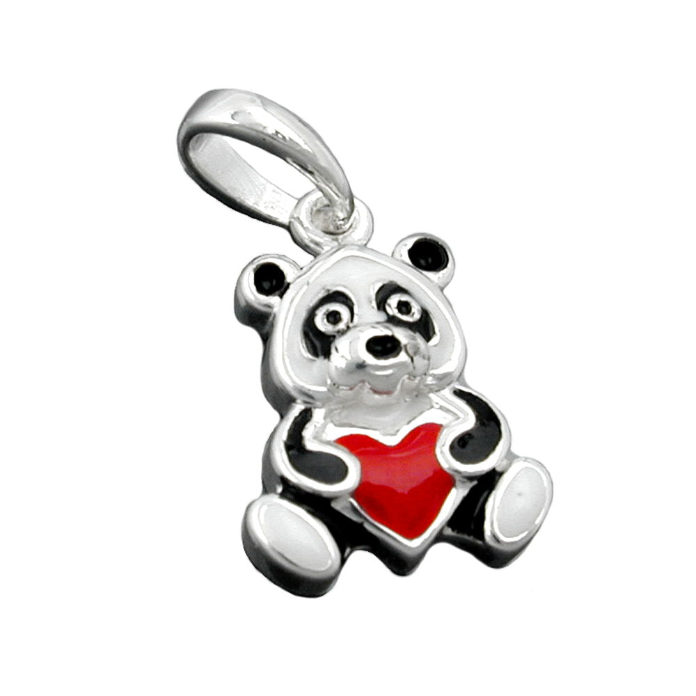 Anhänger verschiedene Größen Panda Bär farbig lackiert Silber 925