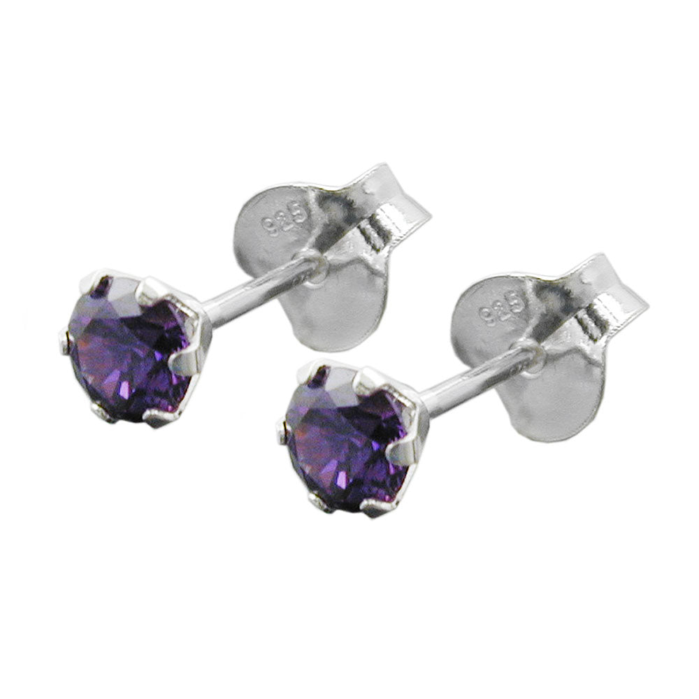 Ohrstecker Ohrring 5mm Zirkonia amethystfarben Silber 925