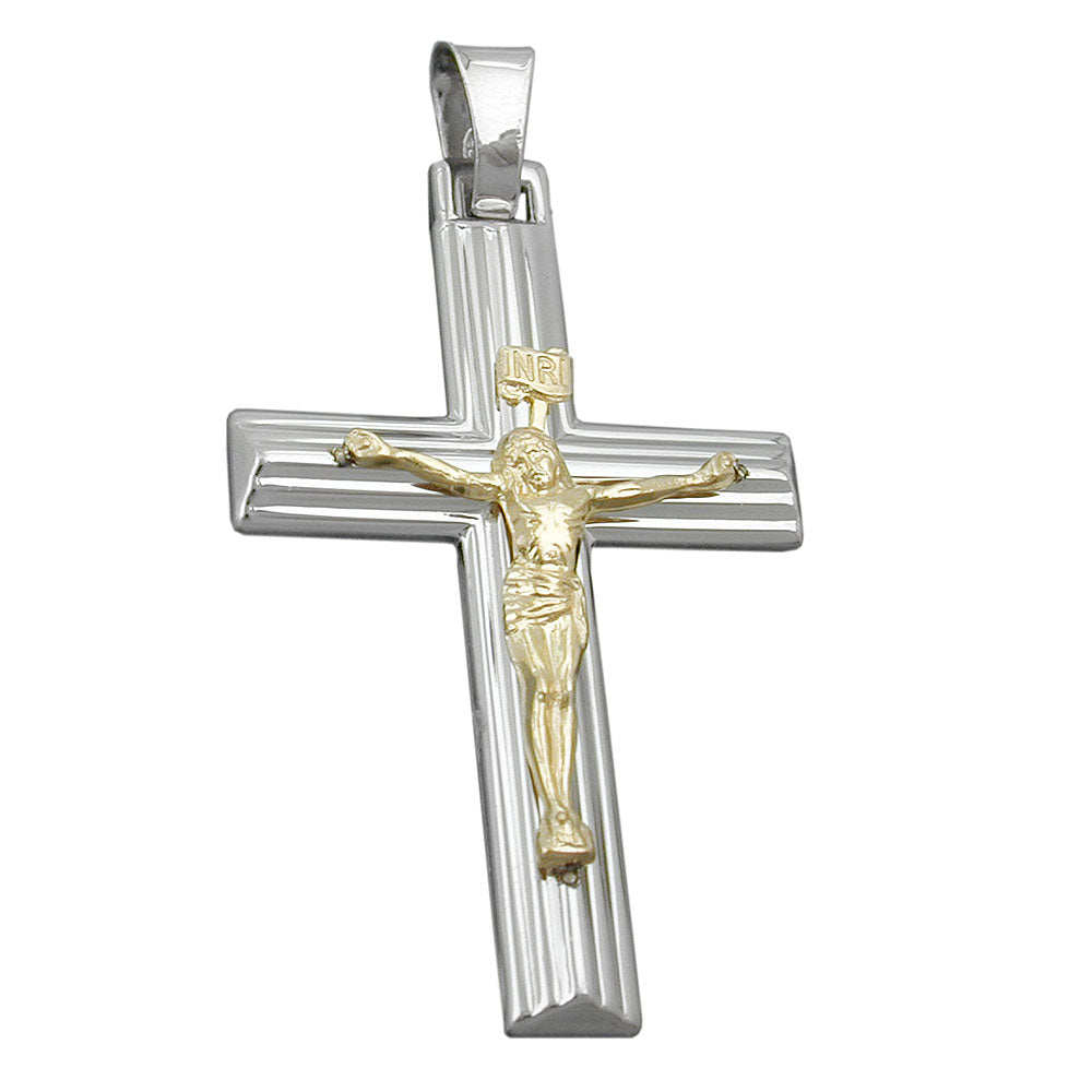 Anhänger Kreuz Jesus bicolor, Silber 925