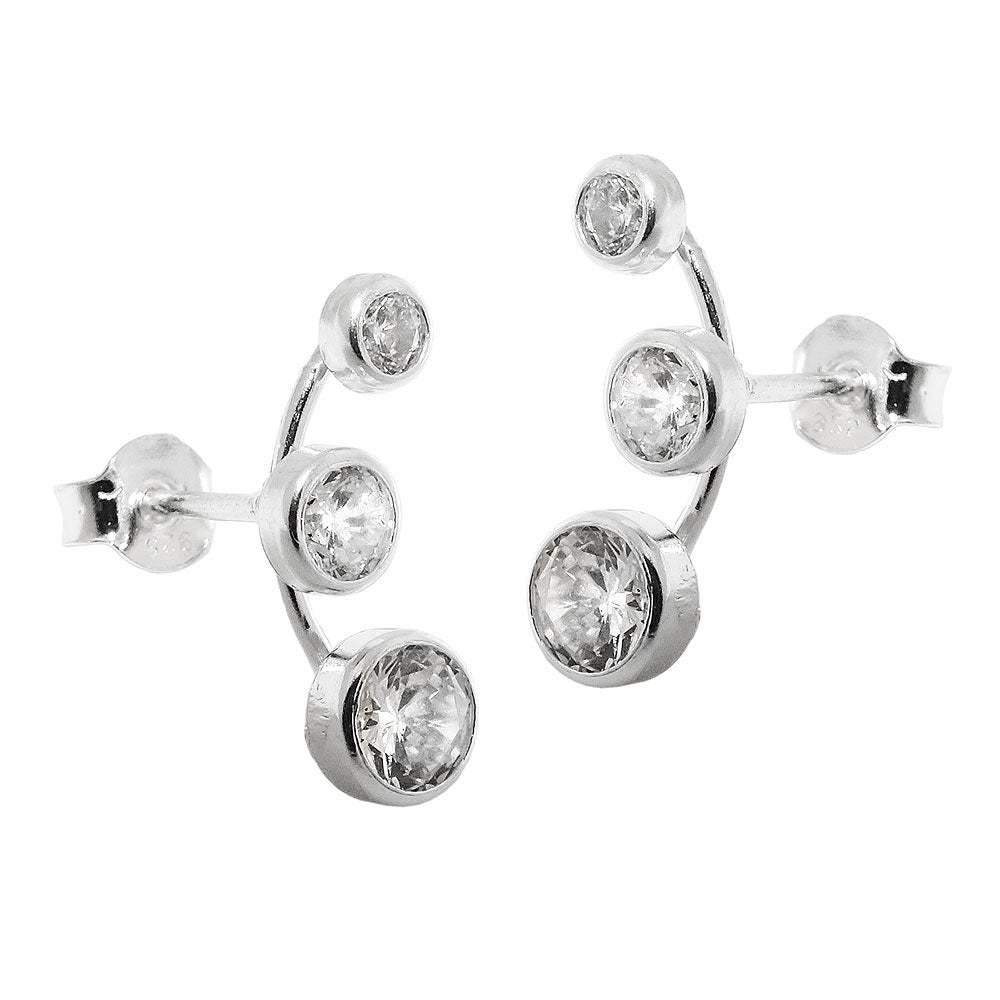 Ohrstecker Ohrring verschiedene Größen Bogen mit je 7 Zirkonias weiß Silber 925