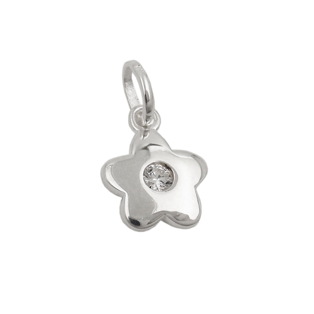 Anhänger 8,5mm Blume mit Zirkonia weiß Silber 925