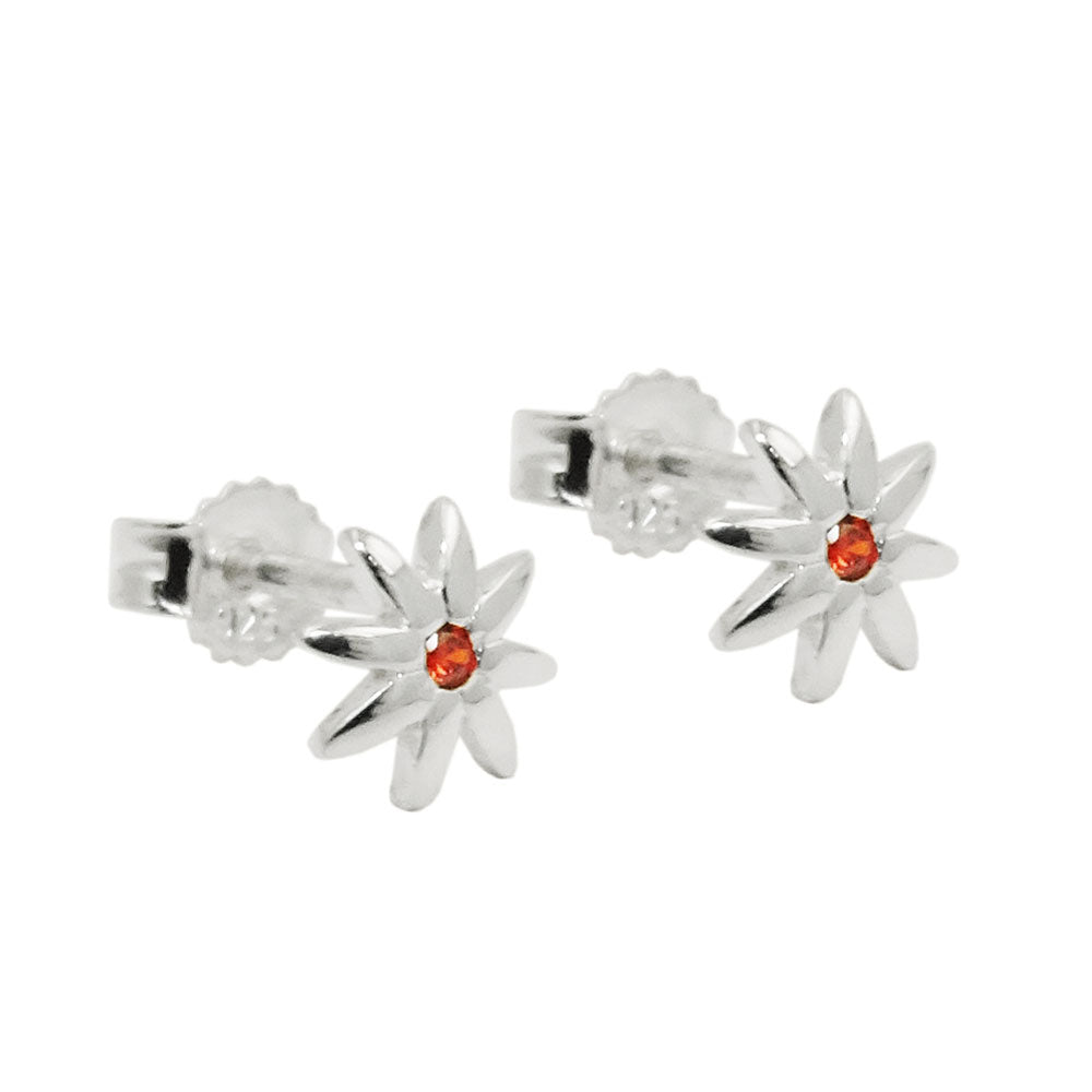Ohrstecker Ohrring 6mm Blume glänzend mit Zirkonia verschiedene Farben Silber 925