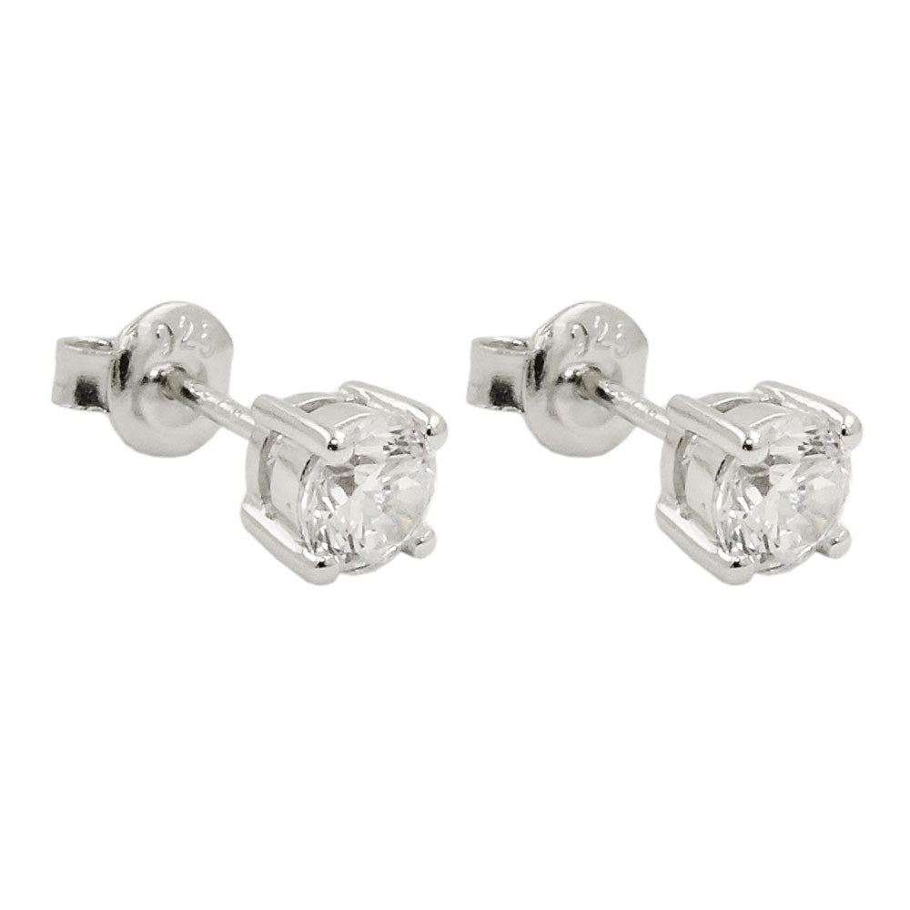 Ohrstecker Ohrring 6mm Zirkonia viereckig gefasst rhodiniert Silber 925